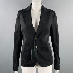 DSQUARED2 Size 8 Black Cotton Blend Single Breasted Jacket